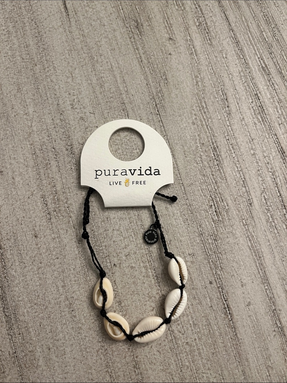 NWT Pura Vida Black Cord Knotted Cowrie Bracelet